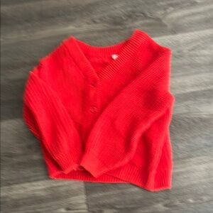 Vibrant Red Knit Cardigan